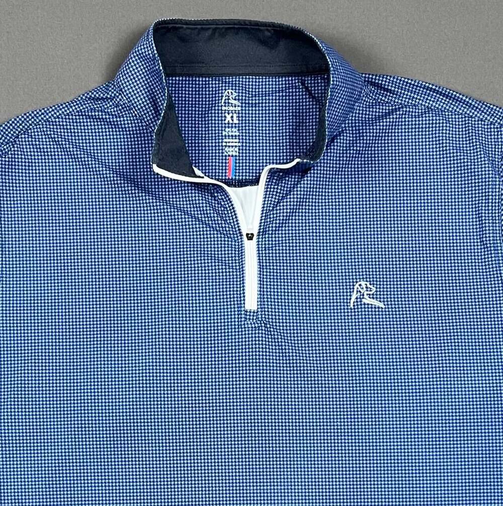 Rhoback 1/4 Zip Pullover Size XL Blue Houndstooth Performance Golf